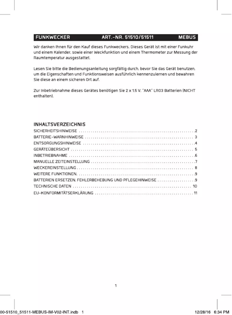 Page 1 de la notice Manuel utilisateur Mebus 51510