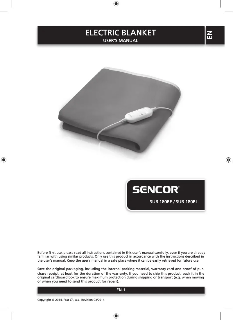 Page 1 de la notice Manuel utilisateur Sencor SUB 180BE