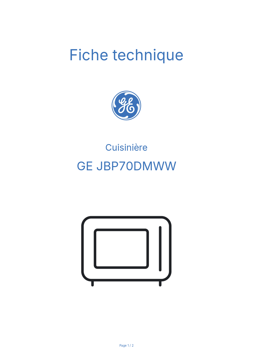 Image de la première page du manuel de l'appareil JBP70DMWW