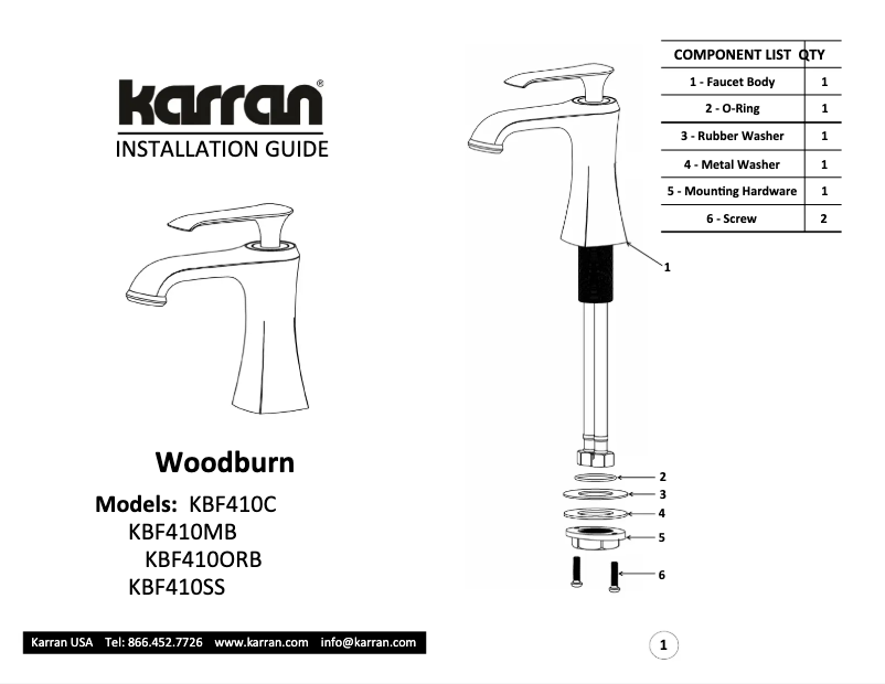 Page n°1 - Manuel utilisateur Karran Woodburn KBF410C