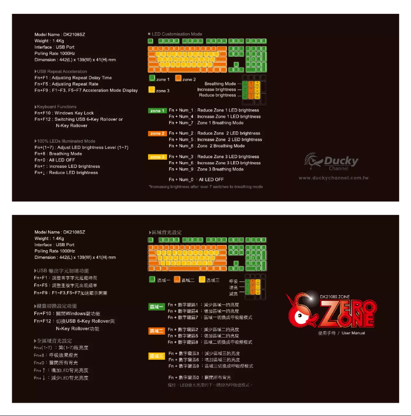 Page 1 de la notice Manuel utilisateur Ducky Zero DK2108SZ