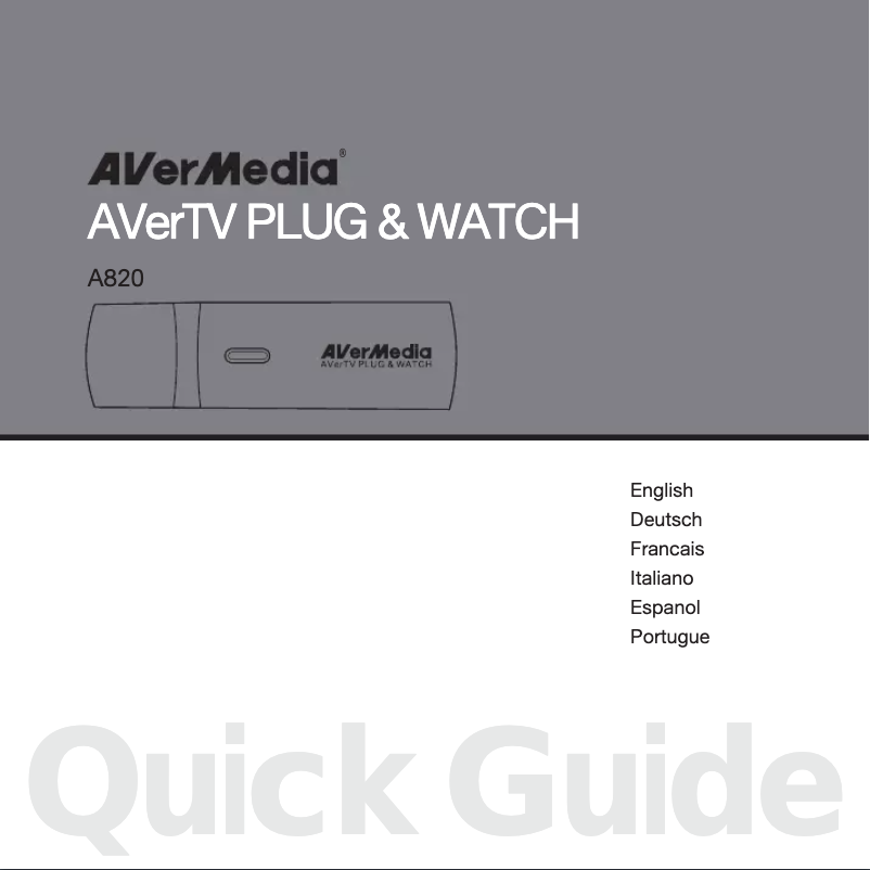 Page 1 de la notice Manuel utilisateur AVerMedia A820