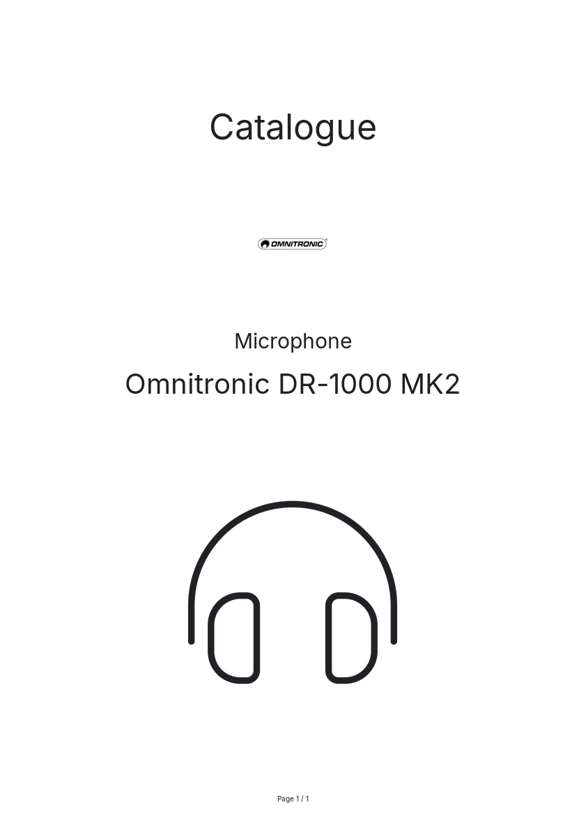 Page n°1 - Catalogue Omnitronic DR-1000 MK2
