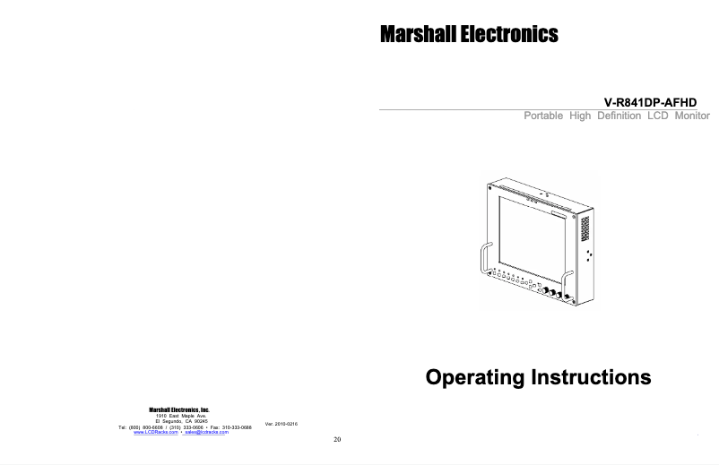 Image de la première page du manuel de l'appareil V-R841DP-AFHD