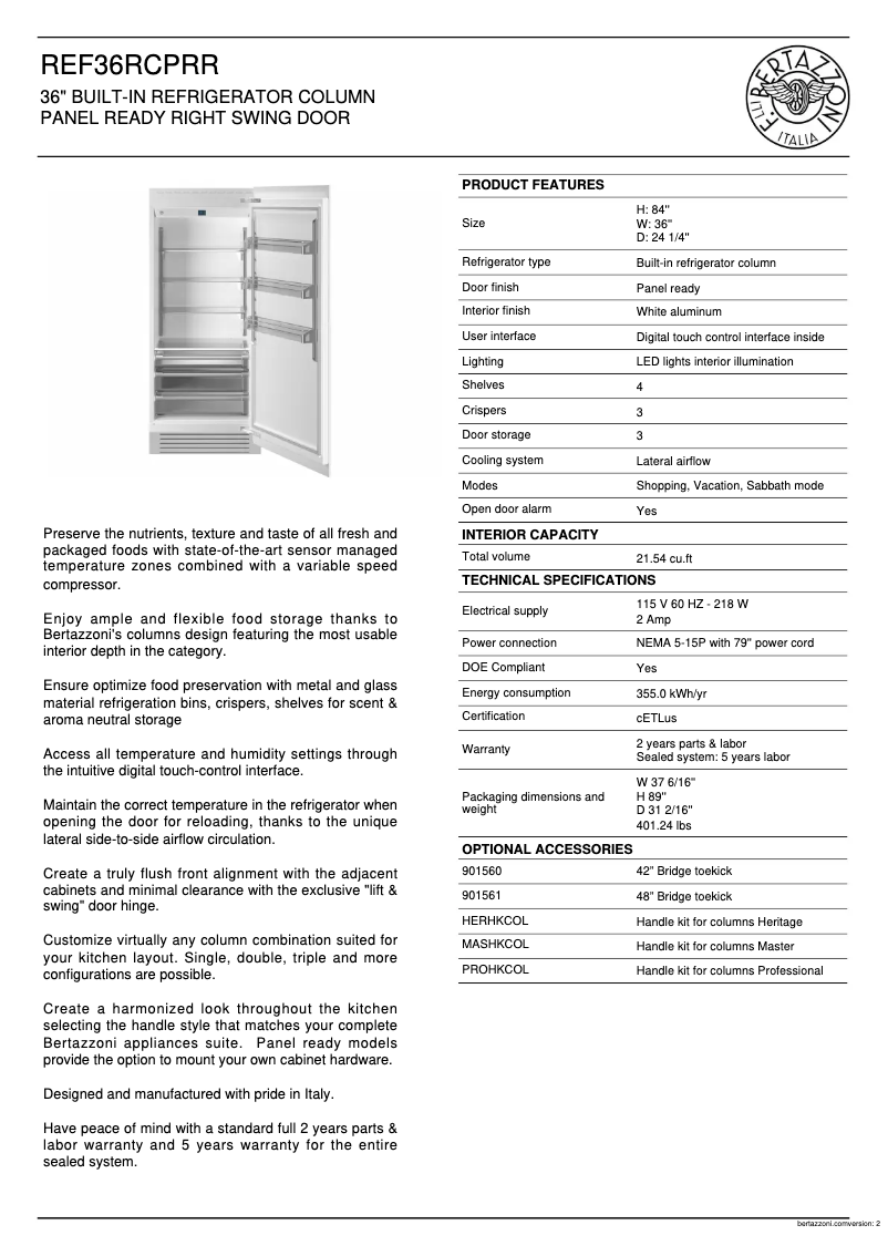 Image de la première page du manuel de l'appareil REF36RCPRR