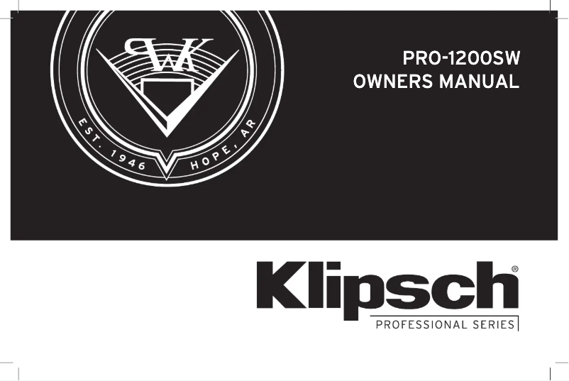 Page n°1 - Manuel utilisateur Klipsch PRO-1200SW