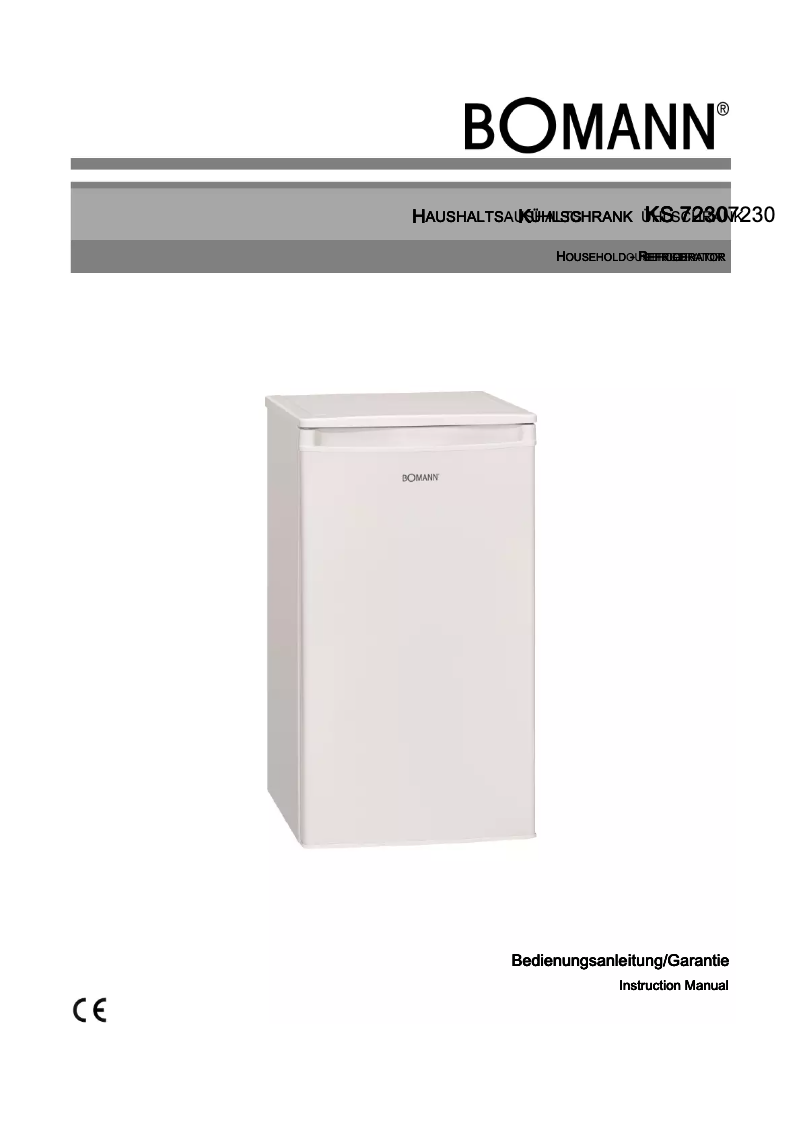 Page 1 de la notice Manuel utilisateur Bomann KS 7230