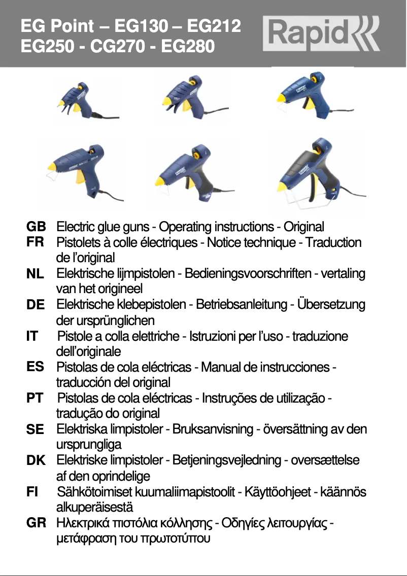 Page 1 de la notice Manuel utilisateur Rapid EG212
