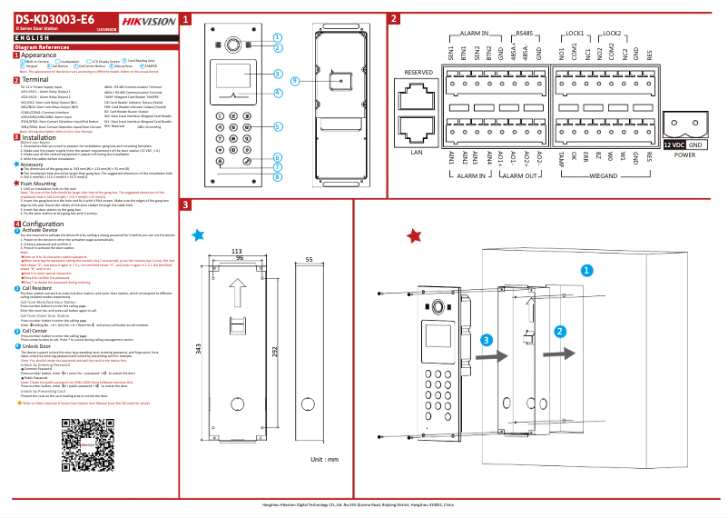Página 1 del manual Guía de inicio rápido Hikvision DS-KD3003-E6