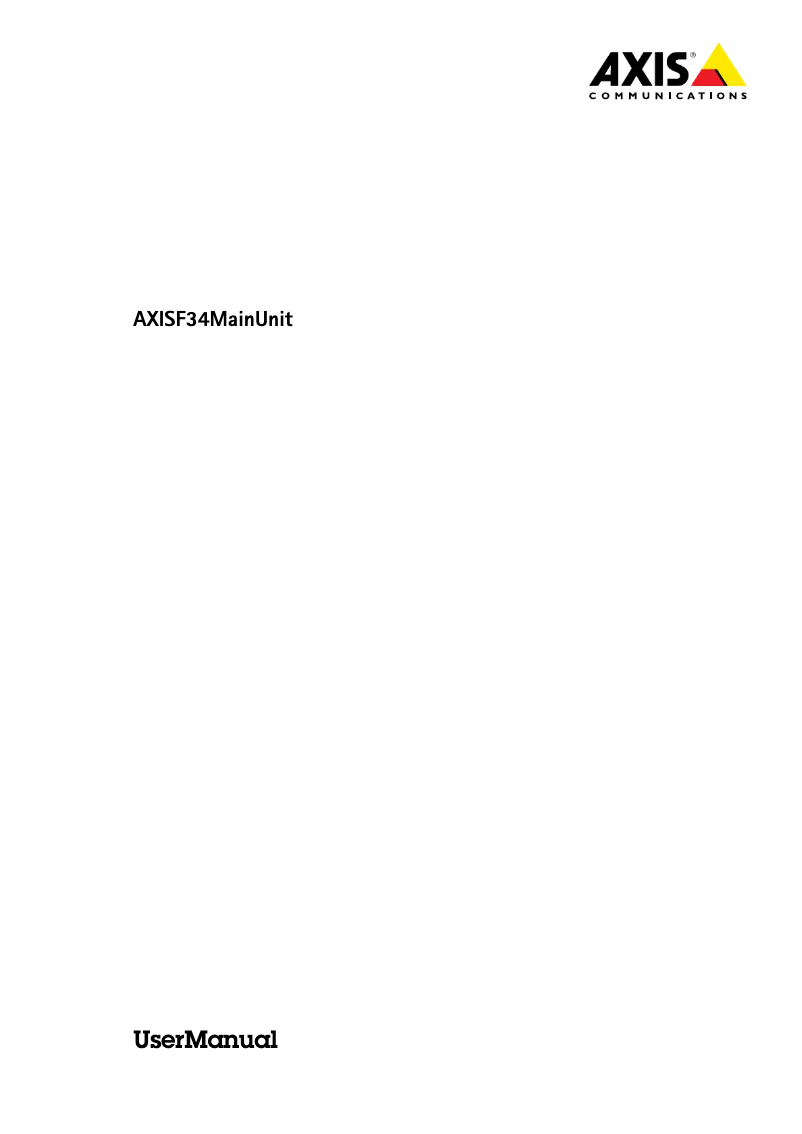 Page 1 de la notice Manuel utilisateur Axis F34