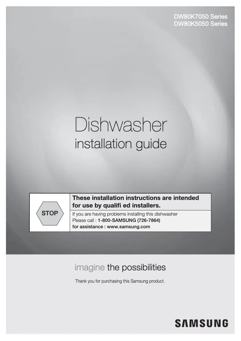 Imagen de la primera página del manual del dispositivo DW80K7050US