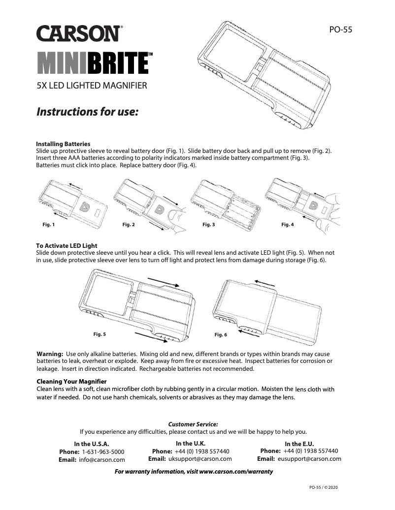 Page n°1 - Manuel utilisateur Carson MiniBrite PO-55