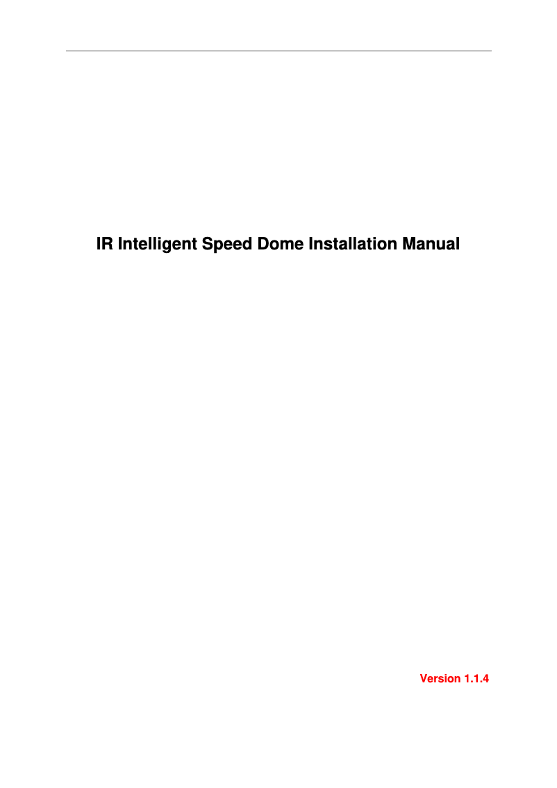 Page n°1 - Manuel utilisateur Dahua Technology Pro SD6C225U-HNI