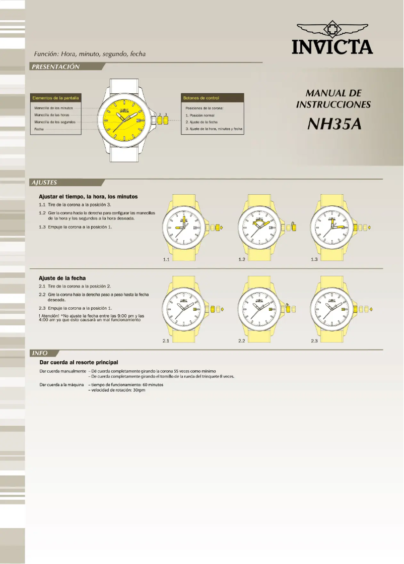 Page 1 de la notice Manuel utilisateur Invicta Pro Diver 25696