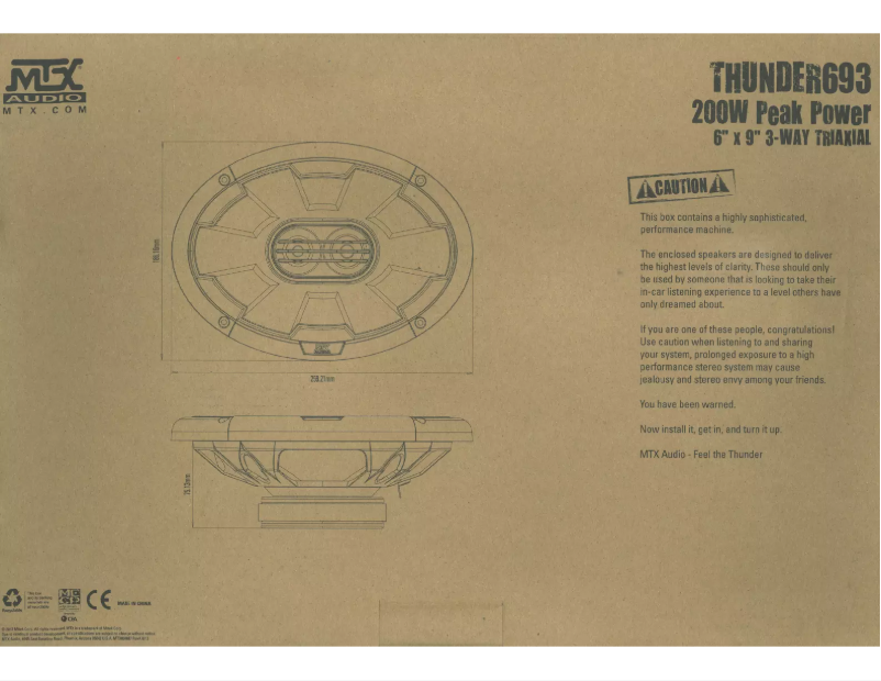Page 1 de la notice Manuel utilisateur MTX Audio Thunder 693