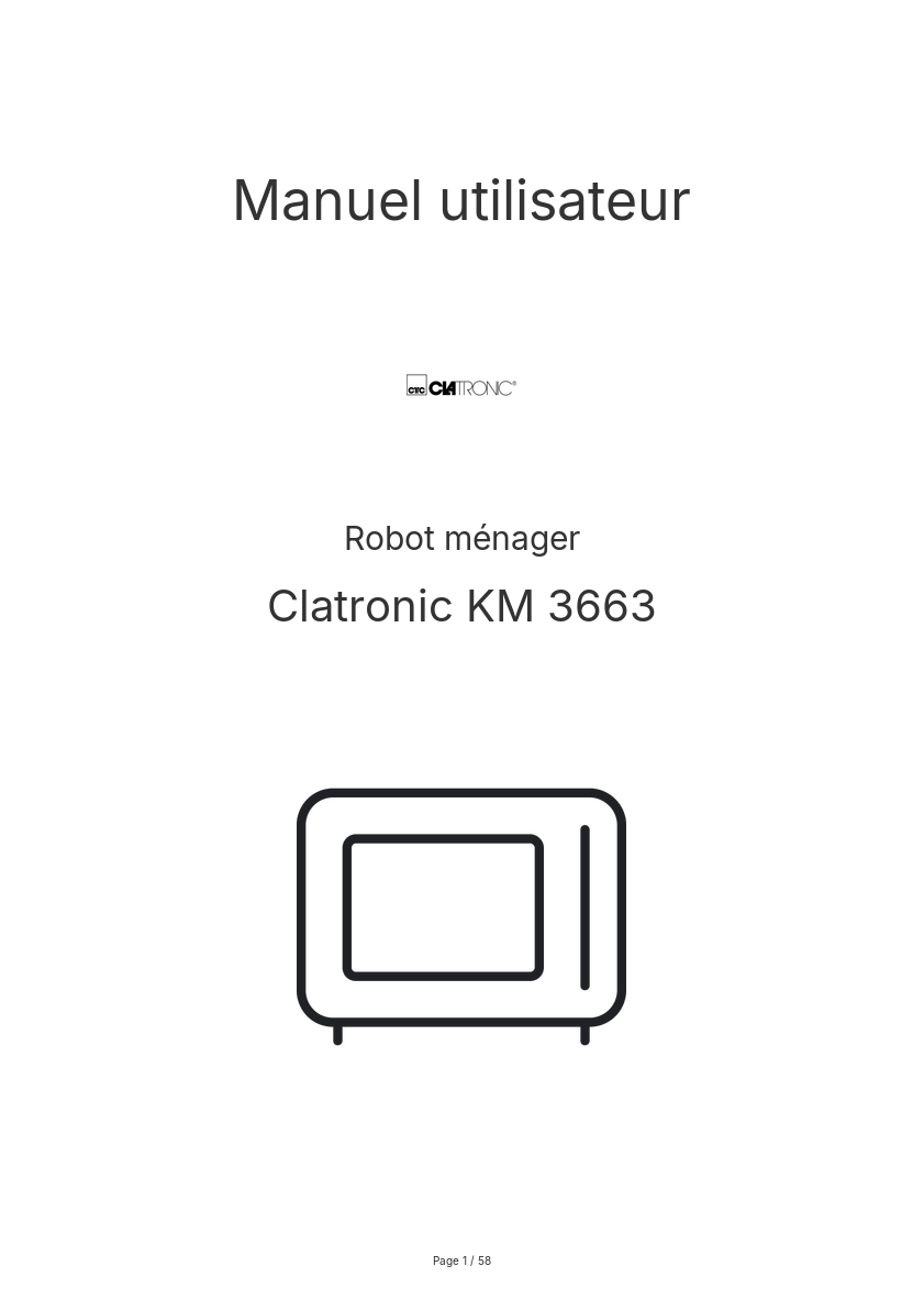 Page n°1 - Manuel utilisateur Clatronic KM 3663