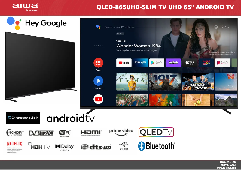 Page 1 de la notice Fiche technique Aiwa QLED-865UHD-SLIM