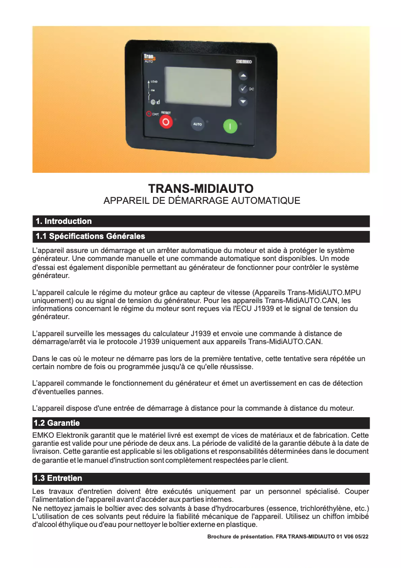 Página 1 del manual Manual de usuario Emko Trans-MidiAUTO