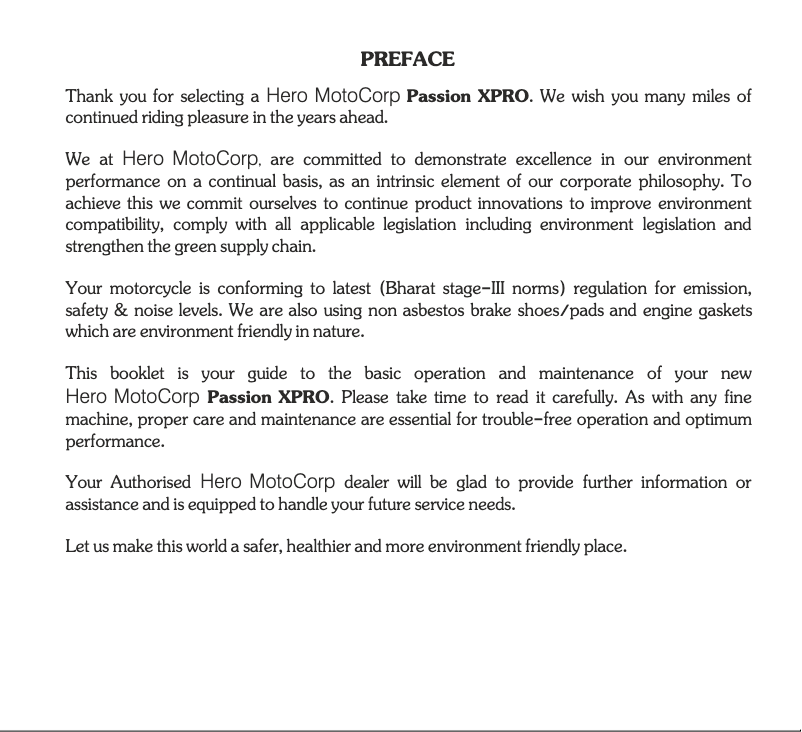 Page 1 de la notice Manuel utilisateur Hero Passion Xpro (2012)