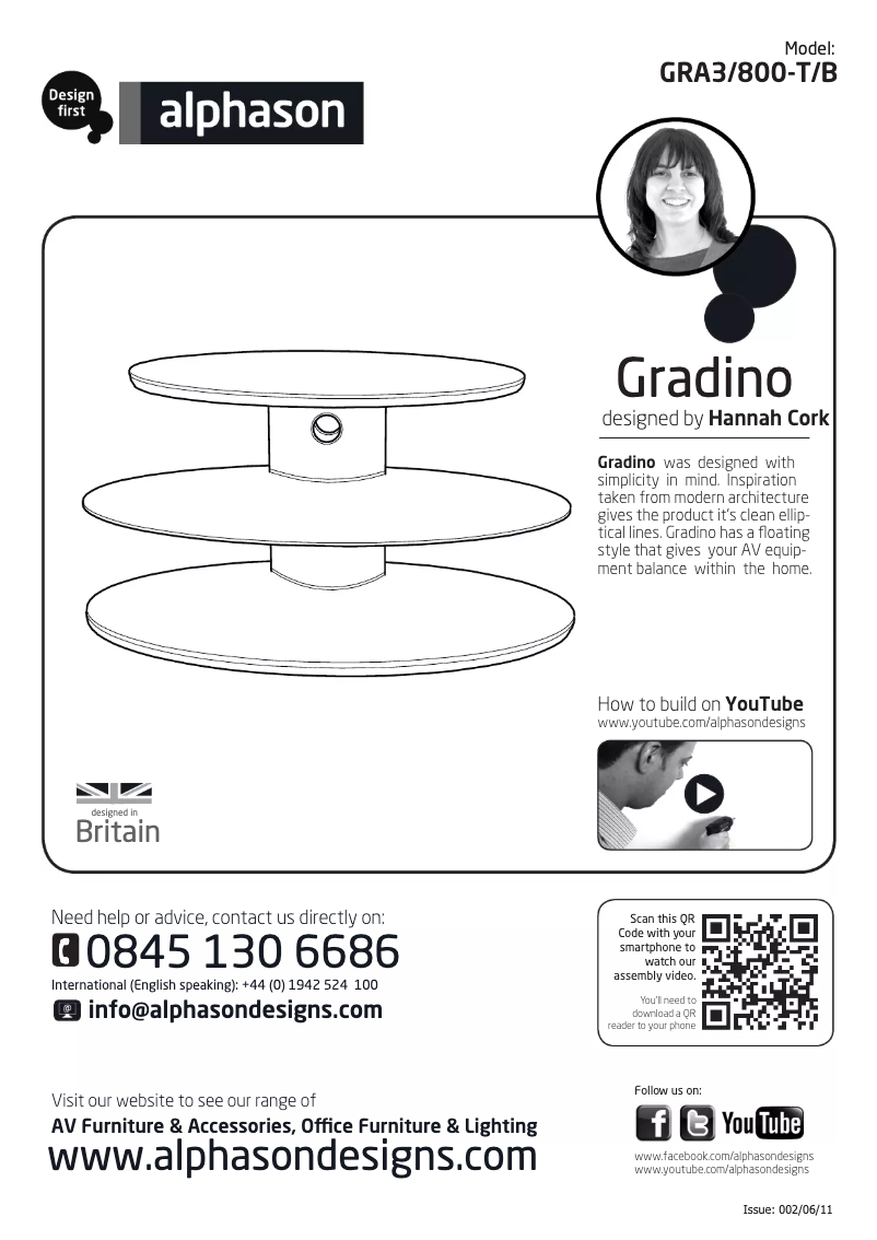 Page 1 de la notice Manuel utilisateur Alphason Gradino