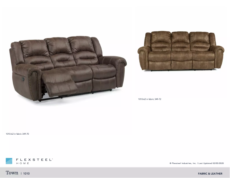 Page 1 de la notice Fiche technique Flexsteel Town 1010-62