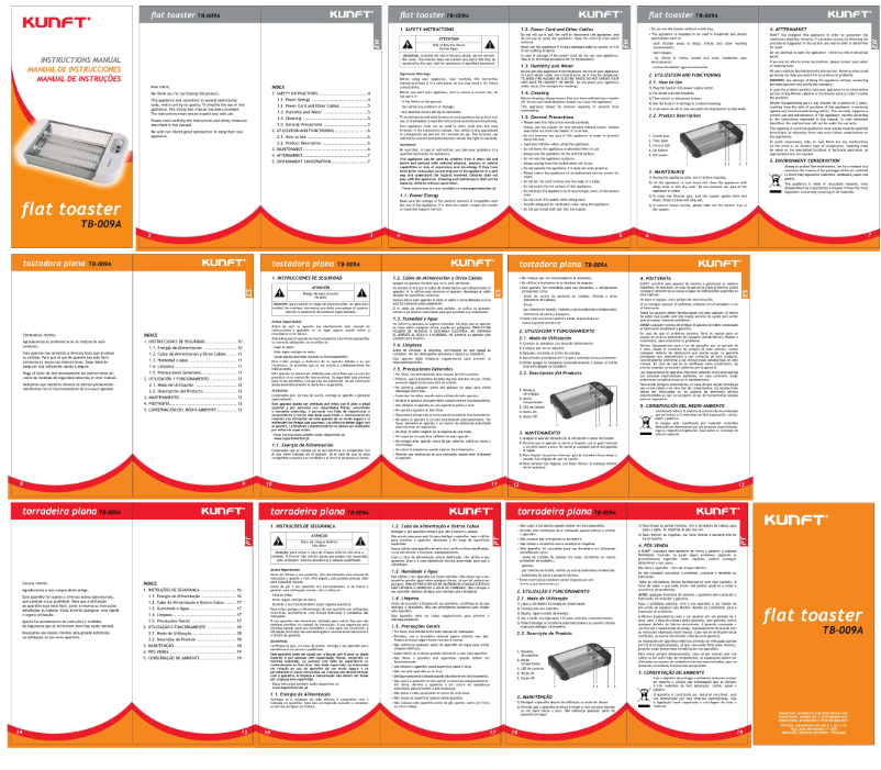 Page 1 de la notice Manuel utilisateur Kunft TB-009A