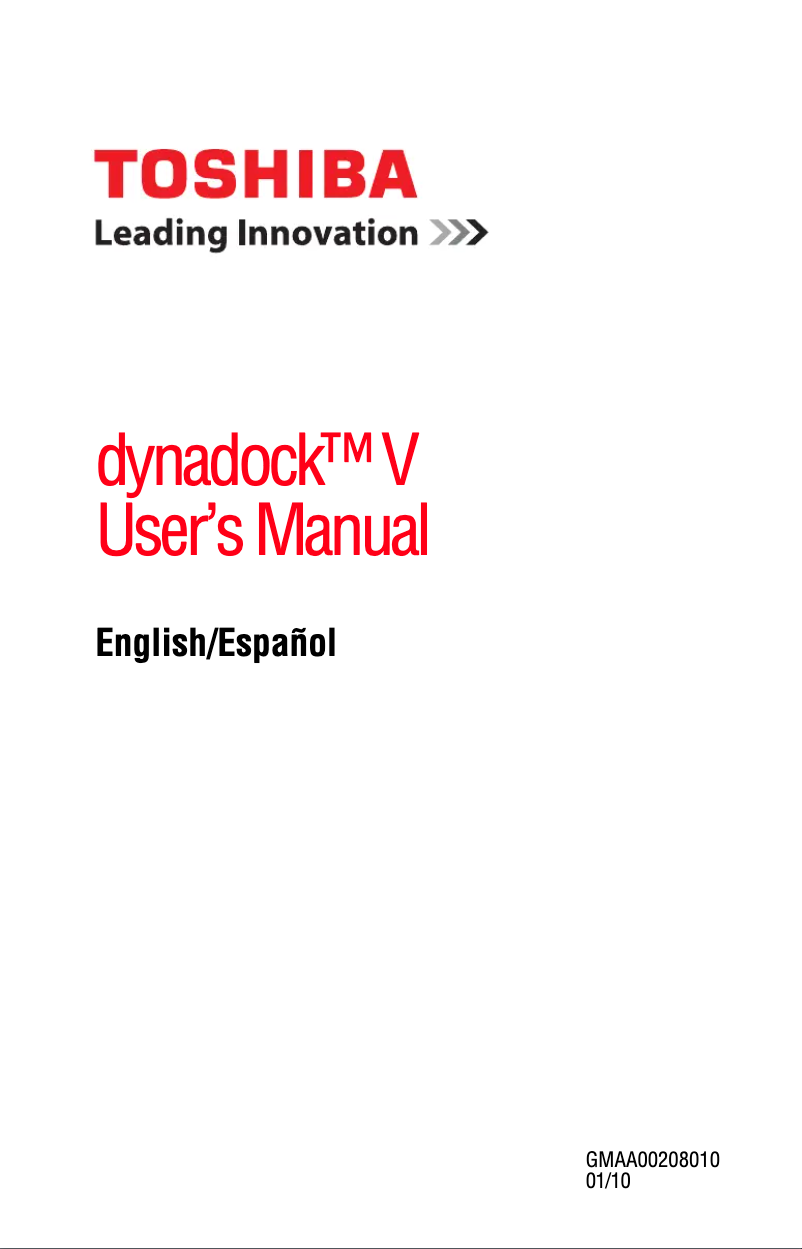 Page 1 de la notice Manuel utilisateur Toshiba Dynadock V