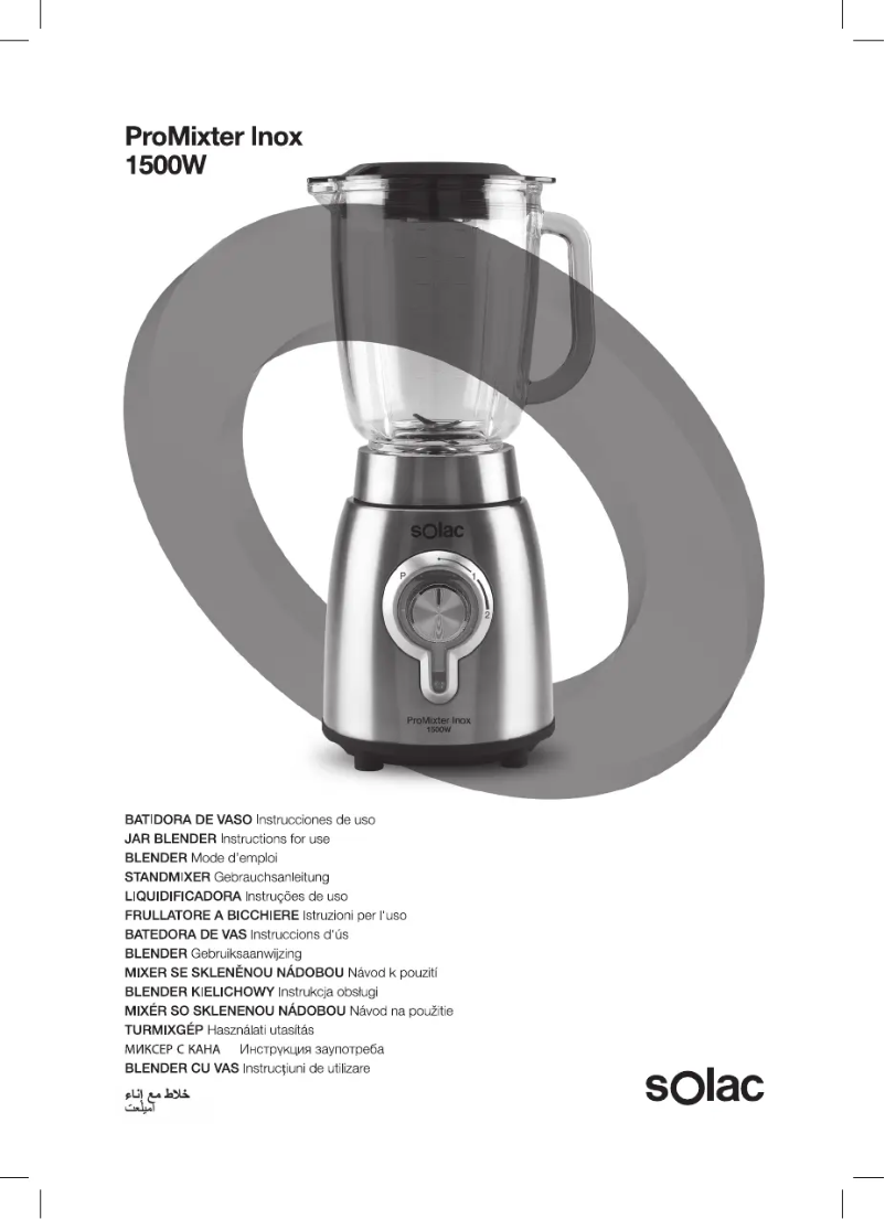 Page 1 de la notice Manuel utilisateur Solac Pro Mixter Inox 1500W BV5725