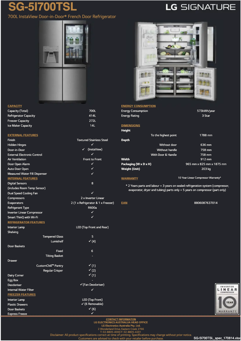 Image de la première page du manuel de l'appareil SG-5I700TSL