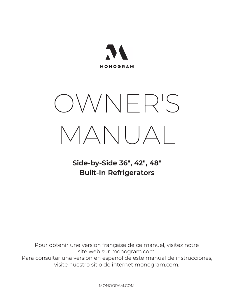 Page n°1 - Manuel utilisateur Monogram ZISB420DNII