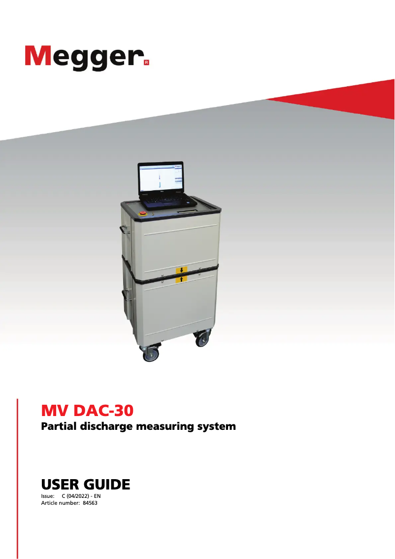 Page 1 de la notice Manuel utilisateur Megger MV DAC-30