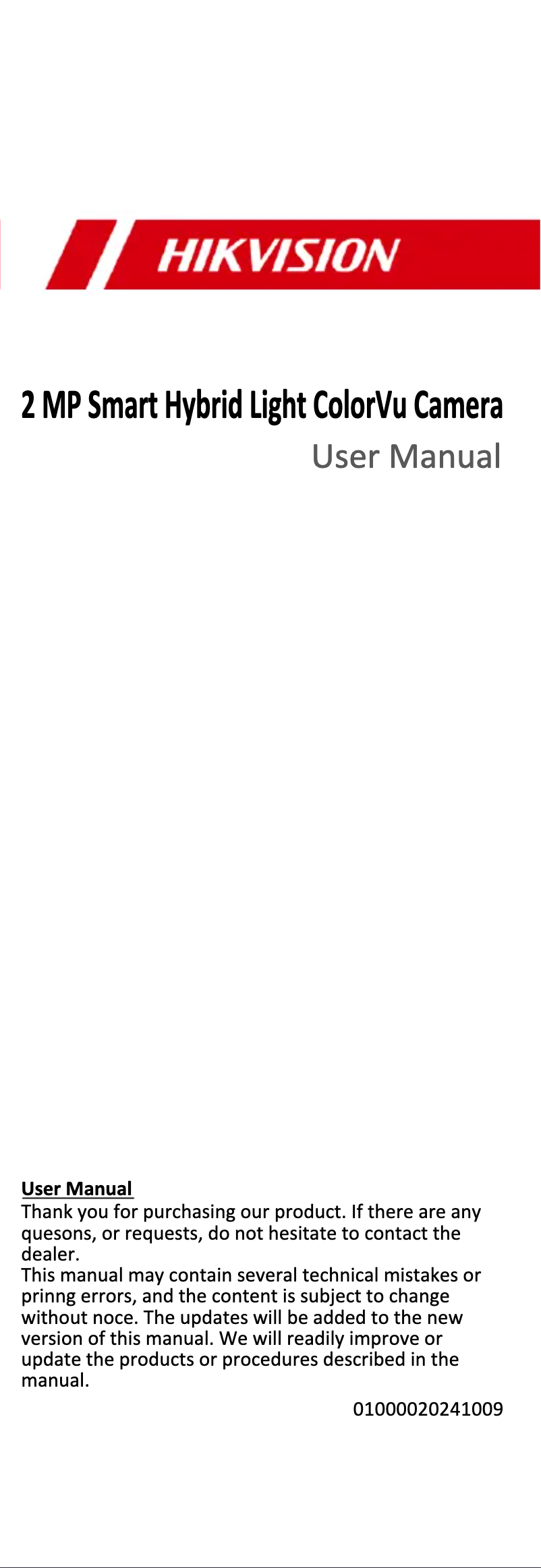 Imagen de la primera página del manual del dispositivo DS-2CE12DF3T-LSE