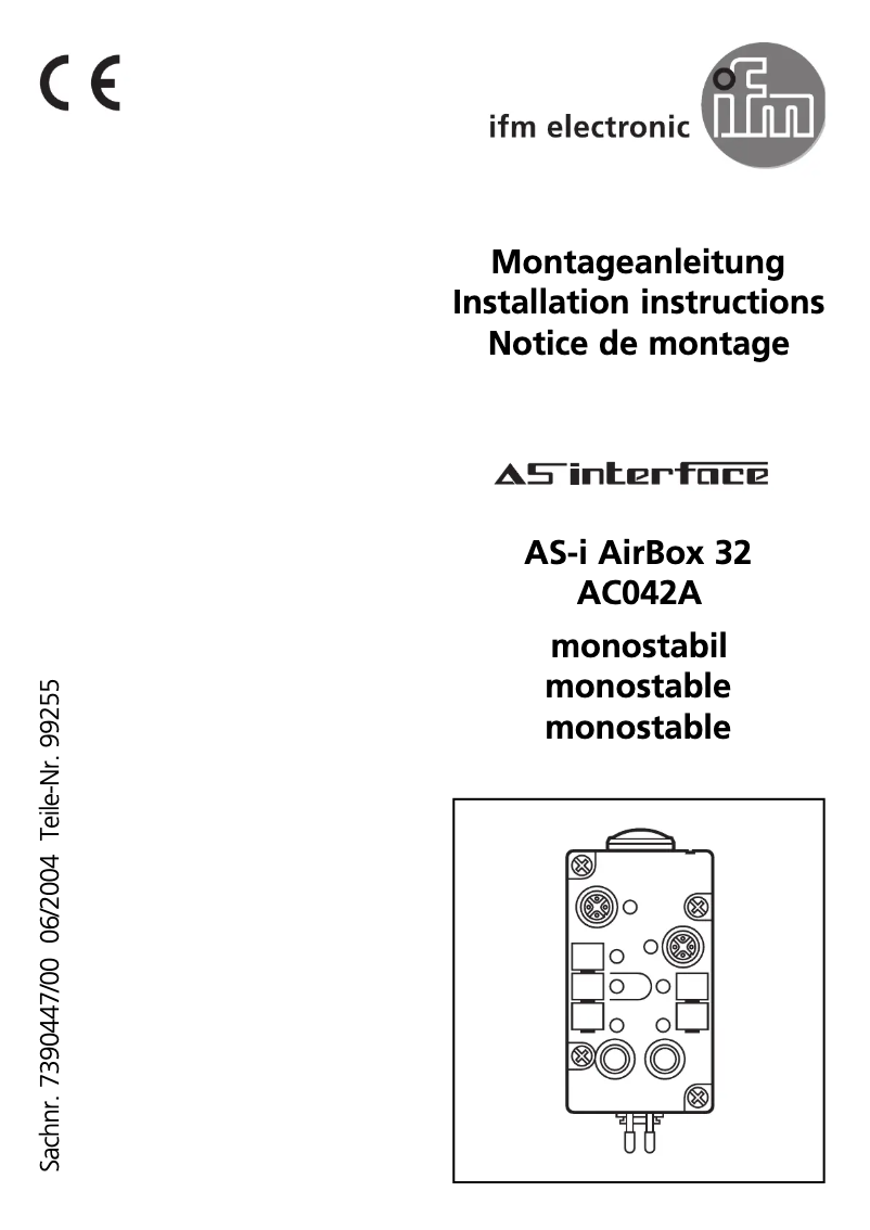 Page 1 de la notice Manuel utilisateur IFM AC042A