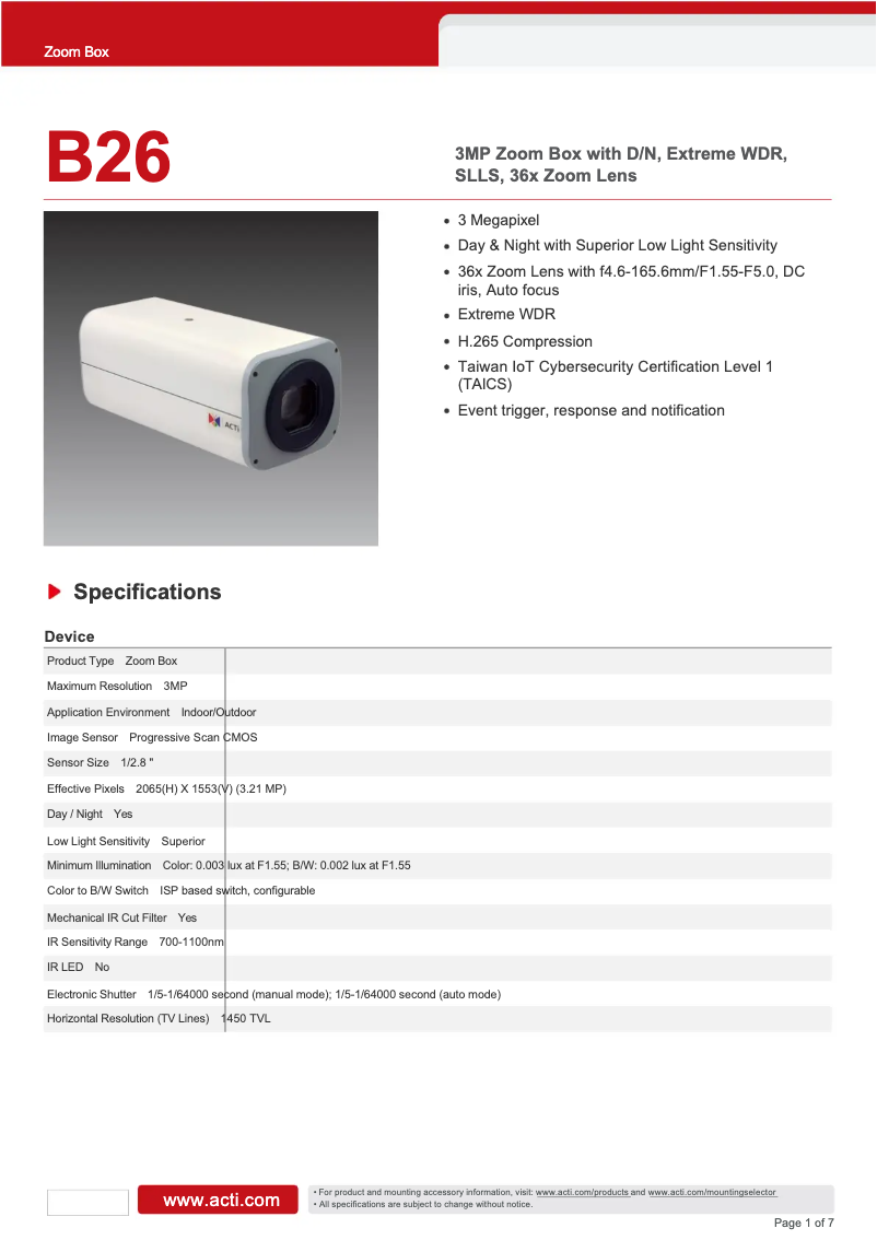 Image de la première page du manuel de l'appareil B26