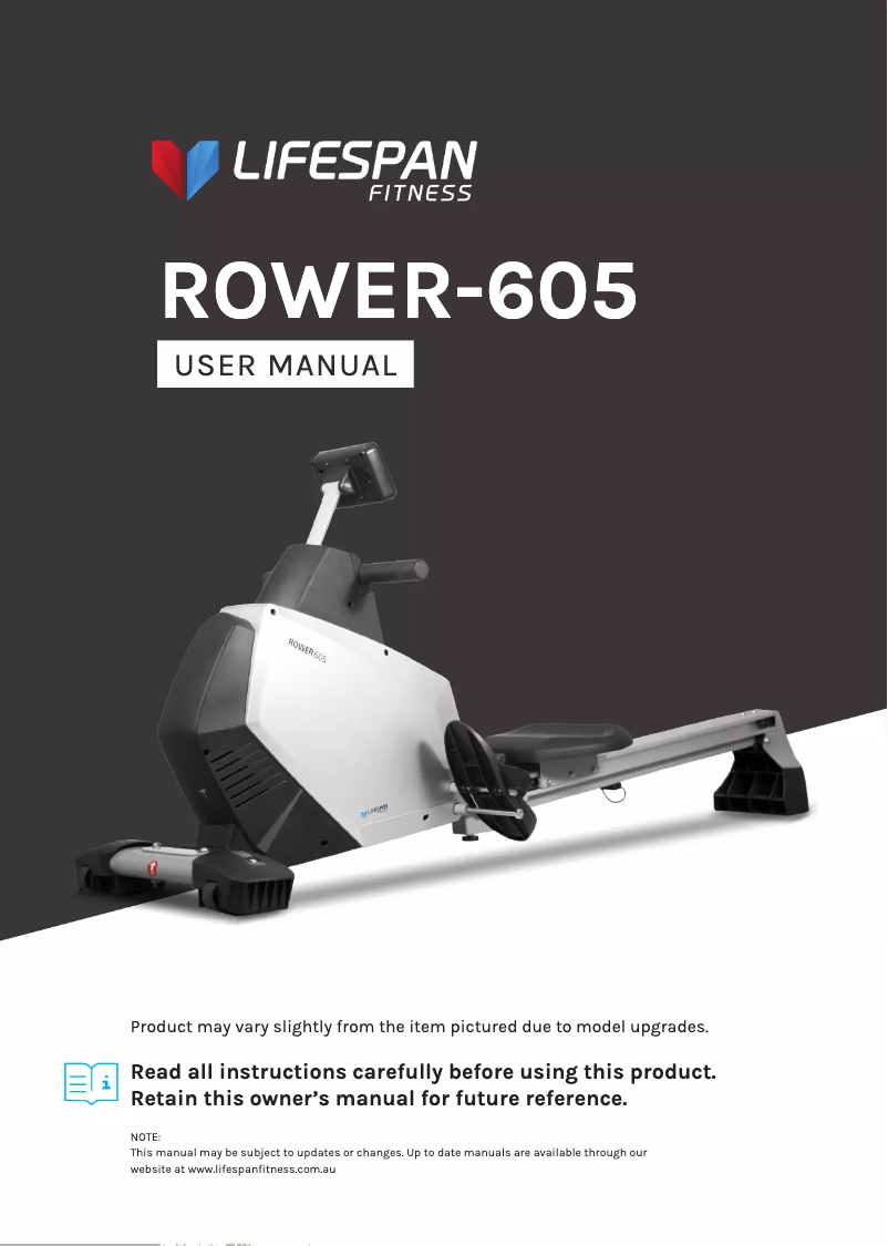 Page n°1 - Manuel utilisateur LifeSpan ROWER-605