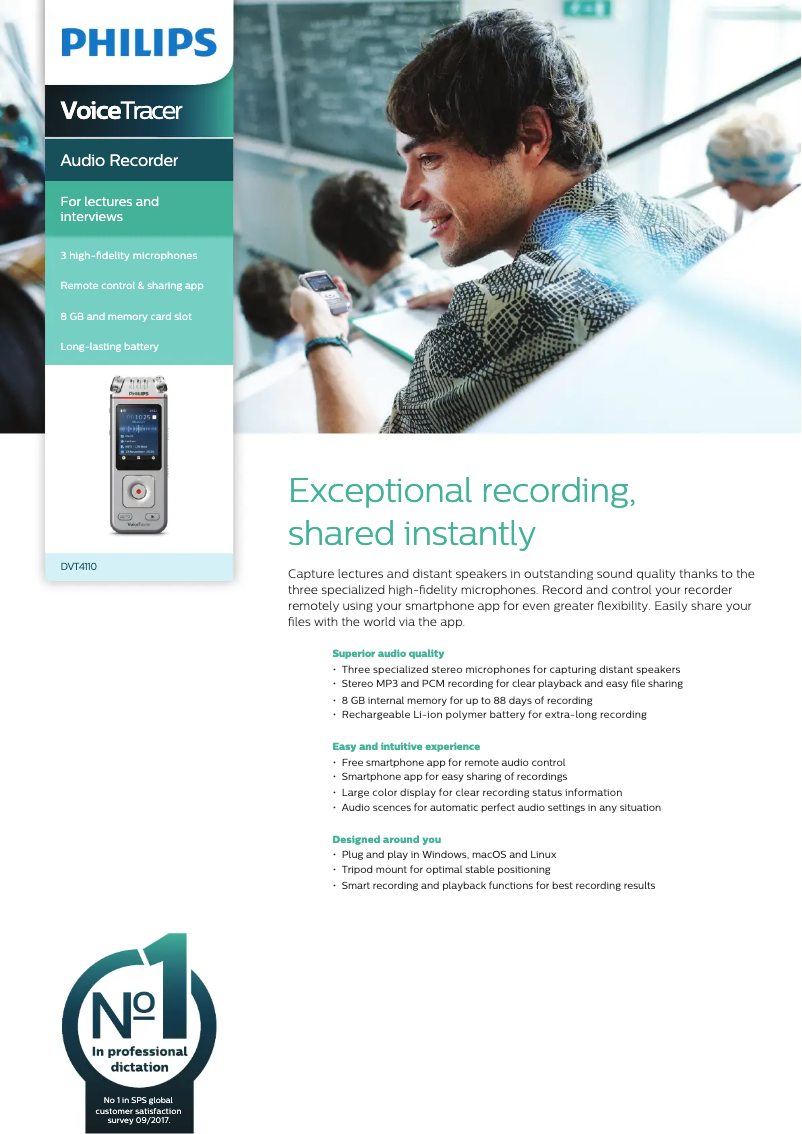 Image de la première page du manuel de l'appareil Voice Tracer DVT4110