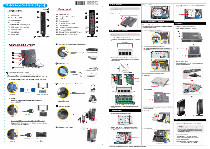 Page 1 de la notice Manuel utilisateur Shuttle XS35V3