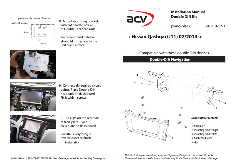 Page 1 de la notice Manuel utilisateur ACV 381210-17-1