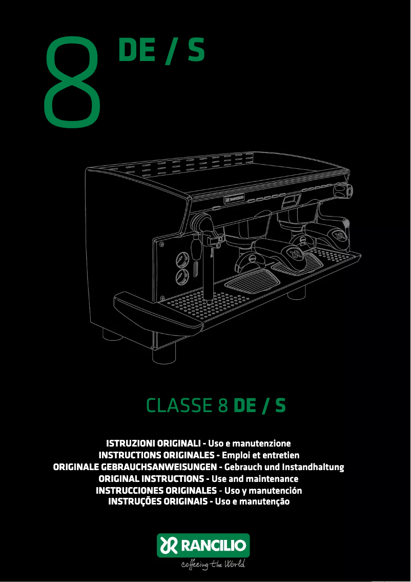 Page n°1 - Manuel utilisateur Rancilio Classe 8 DE