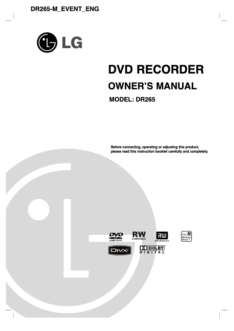 Página 1 del manual Manual de usuario LG DR265
