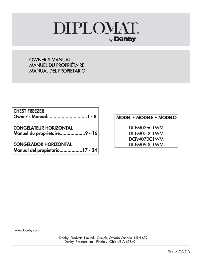 Page n°1 - Manuel utilisateur Danby DCFM036C1WM