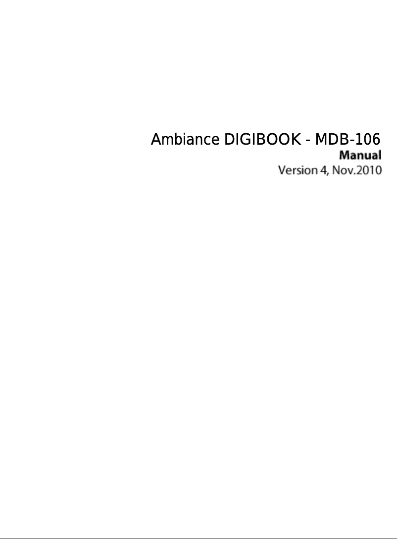 Page n°1 - Manuel utilisateur Ambiance MDB-106