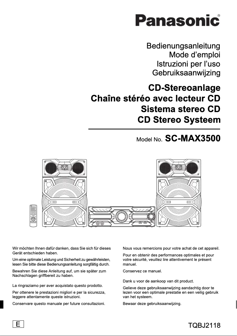 Image de la première page du manuel de l'appareil SC-MAX3500