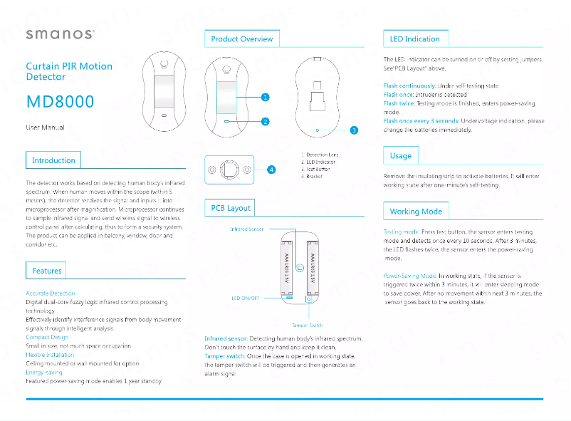 Page 1 de la notice Manuel utilisateur smanos MD8000