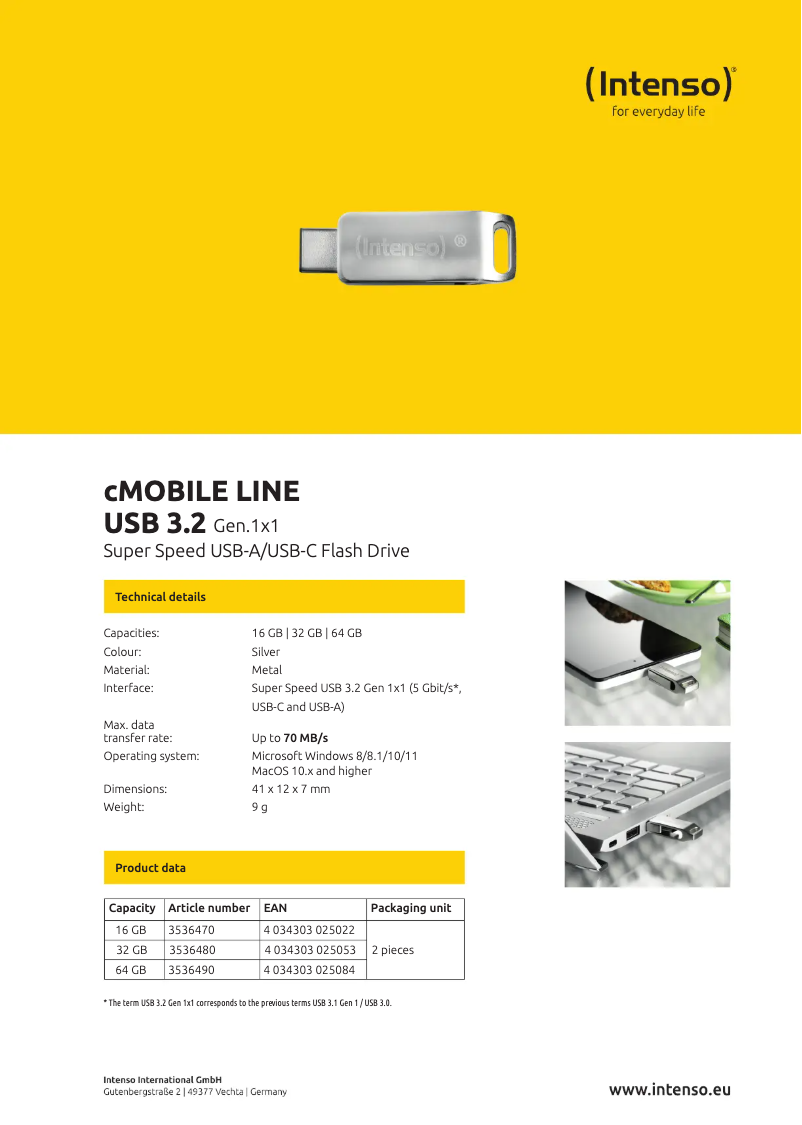 Page n°1 - Manuel utilisateur Intenso cMobile Line USB 3.2