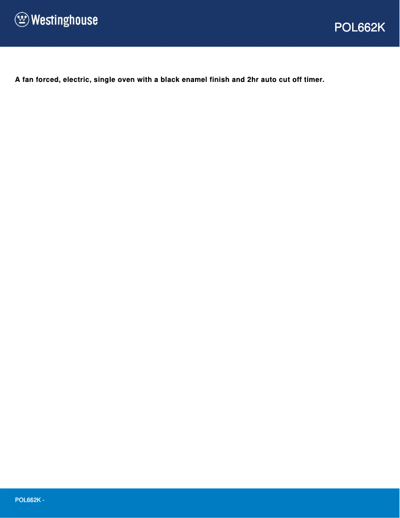 Page 1 de la notice Fiche technique Westinghouse POL662K