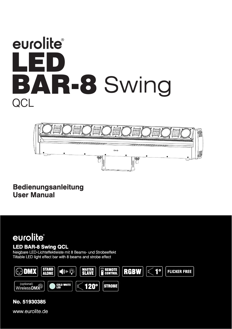Image de la première page du manuel de l'appareil LED BAR-8 Swing QCL