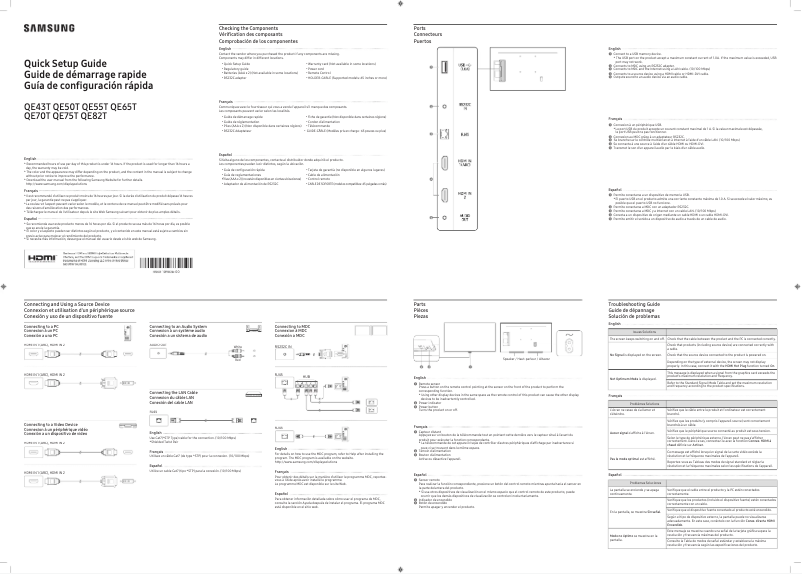 Page 1 de la notice Manuel utilisateur Samsung QE70T