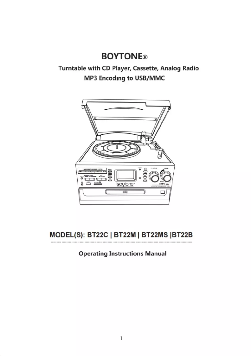 Page 1 de la notice Manuel utilisateur Boytone BT-22MS