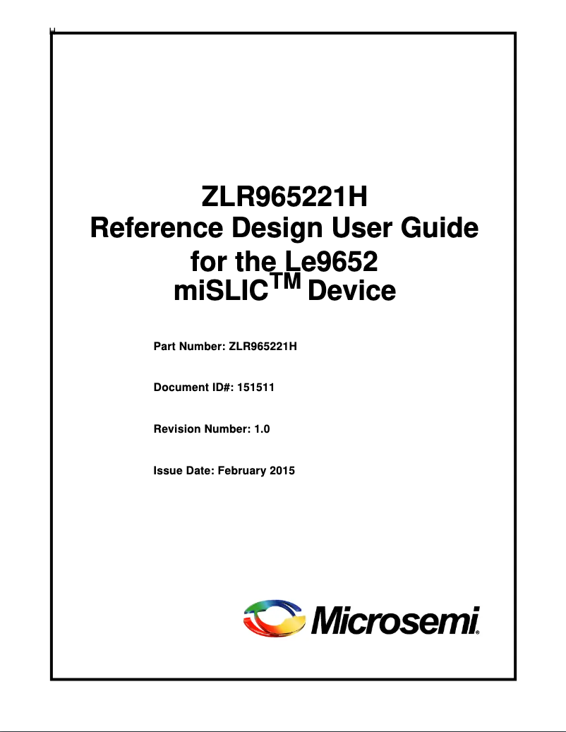Page 1 de la notice Manuel utilisateur Microchip LE9652